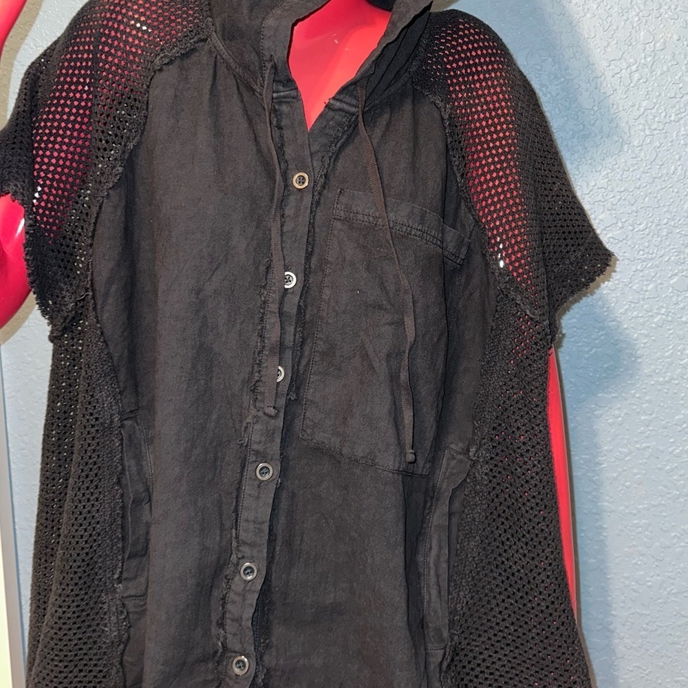 We The Free Black Hooded Cape Jacket - Picture 3 of 9